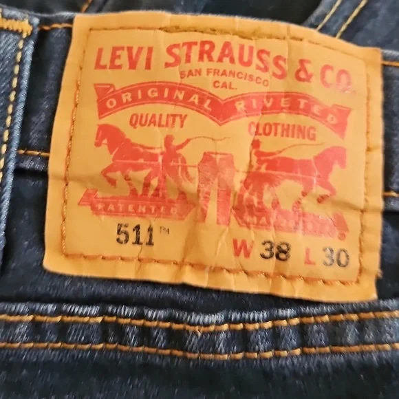 Levi's 511 38x30 Straight Leg Jeans, Dark Blue Wash Denim - Picture 3 of 10